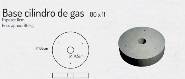 Base Cilindro de Gas 80x11cm